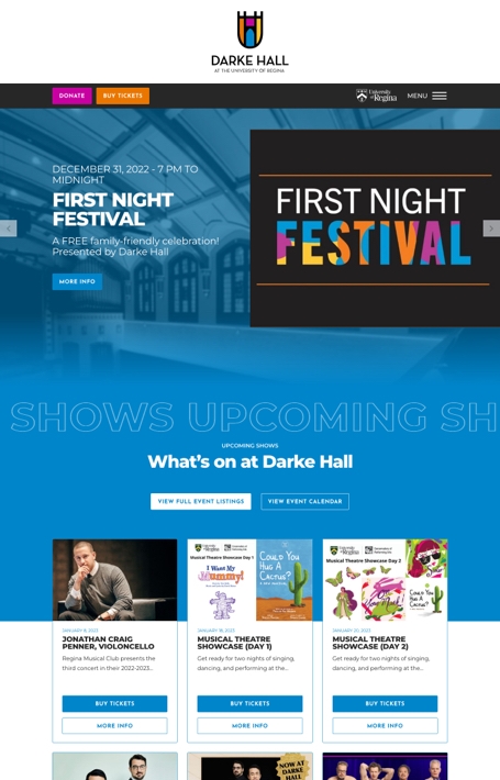 Darke Hall homepage screenshot